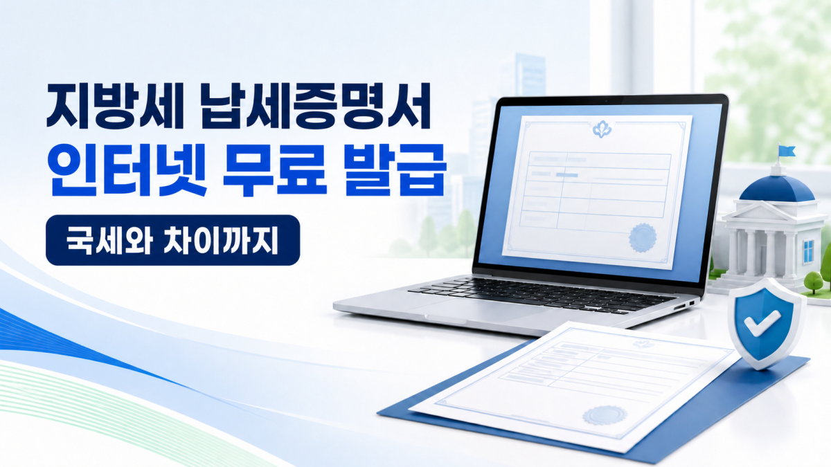 지방세 납세증명서 인터넷 무료 발급과 국세 차이 안내 대표이미지