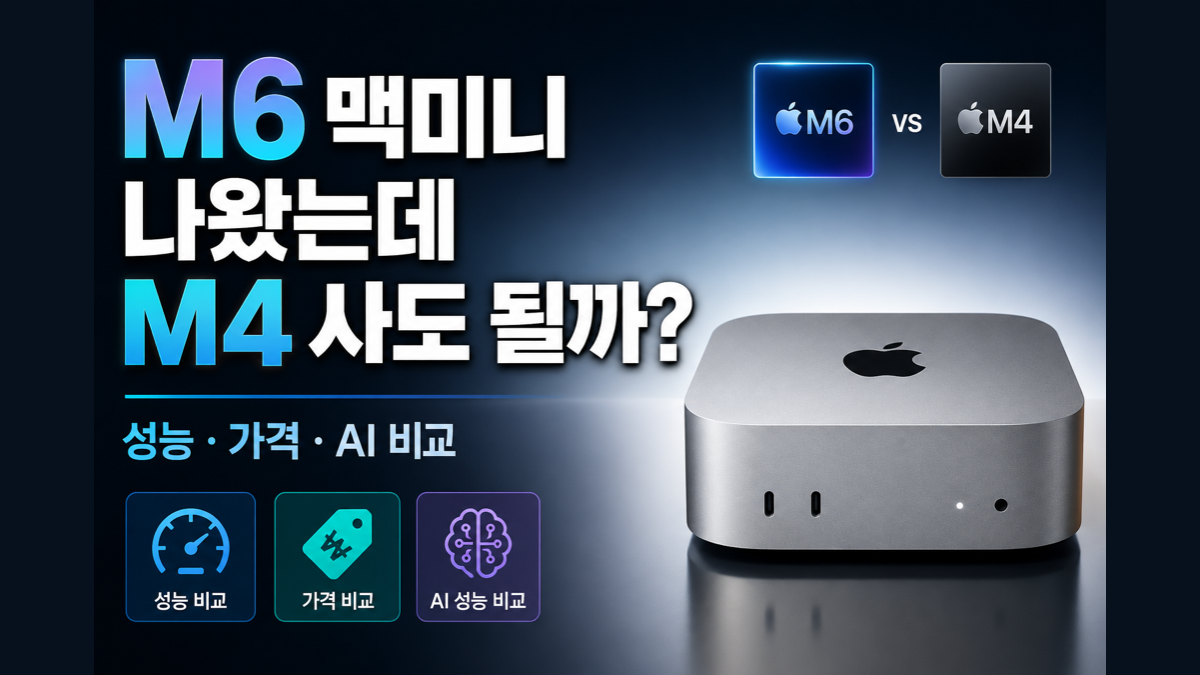 M6 맥미니와 M4 맥미니의 성능 가격 AI 차이를 비교하는 대표 이미지